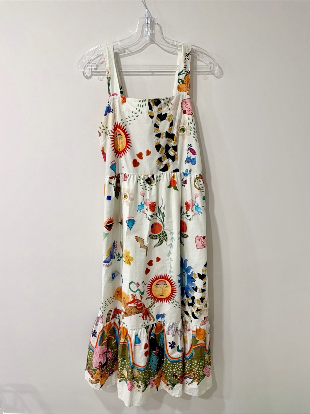 Bellambra 100% Cotton Whimsical Conversational Print Midi Sundress Medium Italy